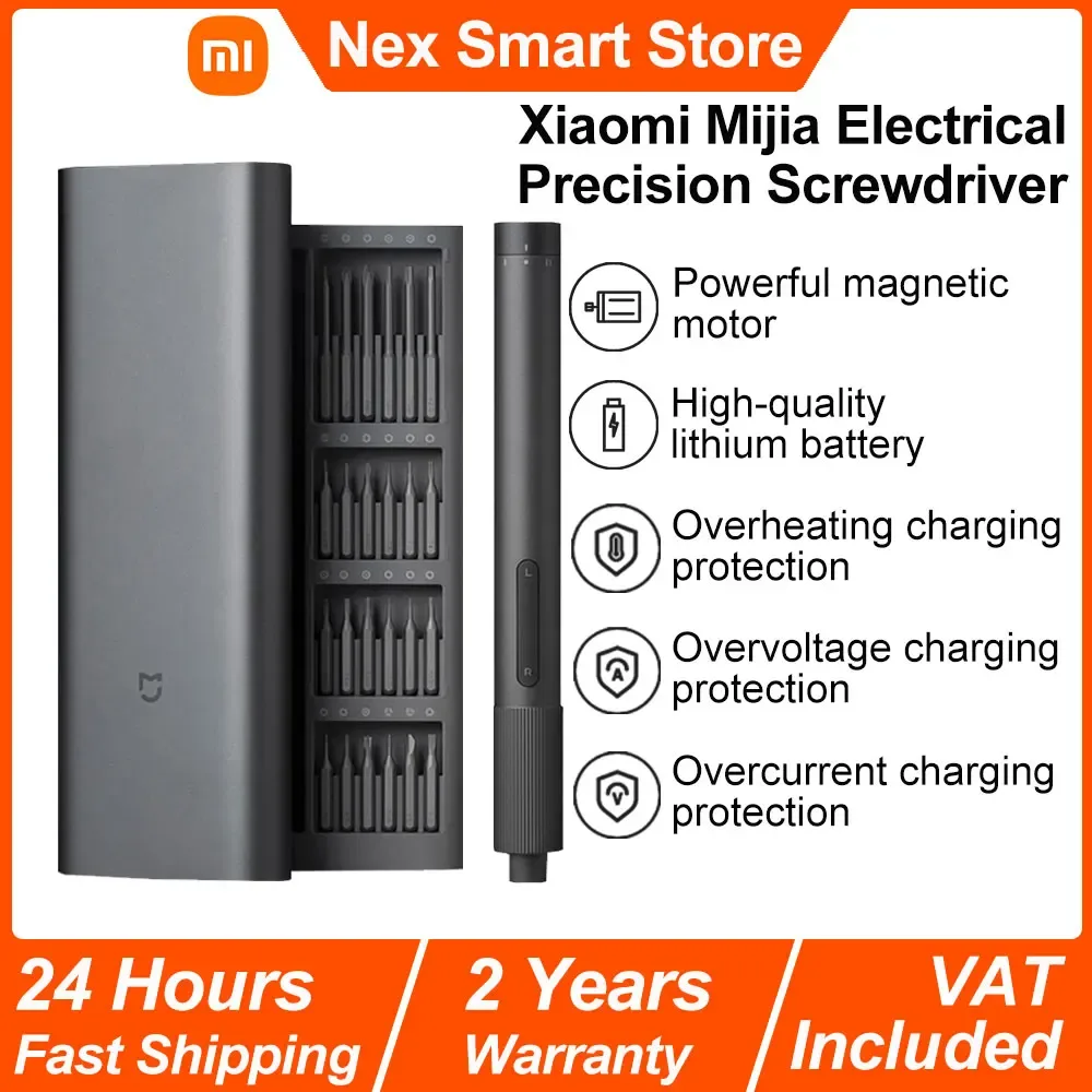 Xiaomi Mijia Elektrischer Präzisionsschraubendreher, Magnetischer Schraubendreher-Satz, Zweistufiges Drehmoment, Typ-C-Ladung, S2-Stahl Präzisionsbits