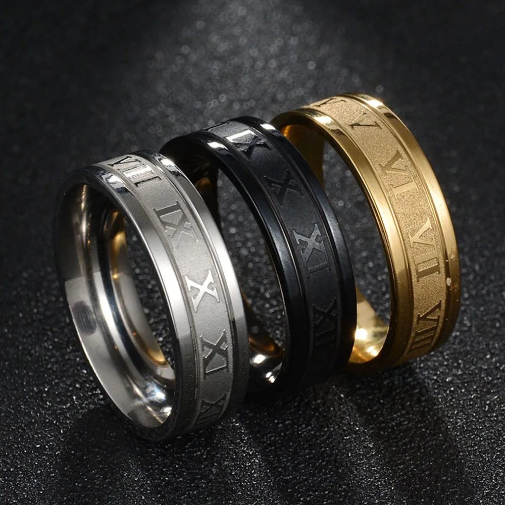 Seakissky Klassische Mode Edelstahl Römischen Digitale Männer Frauen Ring Cool Punk Hohe Qualität Wasserdicht Schmuck für Party Geschenke