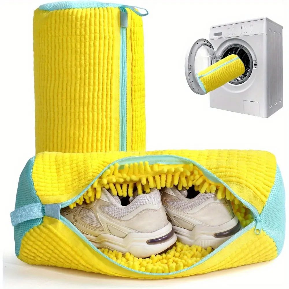 Unverzichtbarer Schuhwaschbeutel für Faule, Zylindrischer Polyester-Baumwoll-Wäschebeutel, Schuhschutz, Anti-Verformungs-Beutel, Langlebiger Wasch- und Pflegebeutel