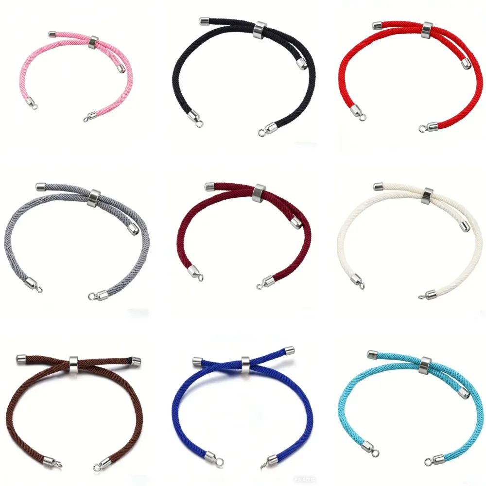 10 Stück 3 mm Nylon-Armband mit verstellbarem Messingverschluss, handgefertigtes Glücksseil für DIY-Schmuckherstellungszubehör
