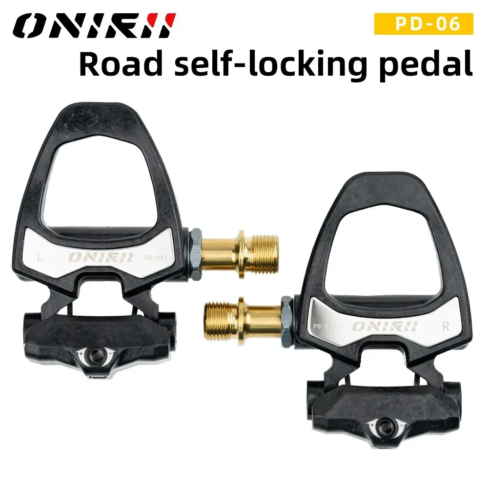 ONIRII PD-06 Rennrad Carbon Lock Pedale Fahrrad SPD Selbstsichernder Stahl/Titan 6-Grad-Pedal mit Verriegelungsplatte für Straße NEU