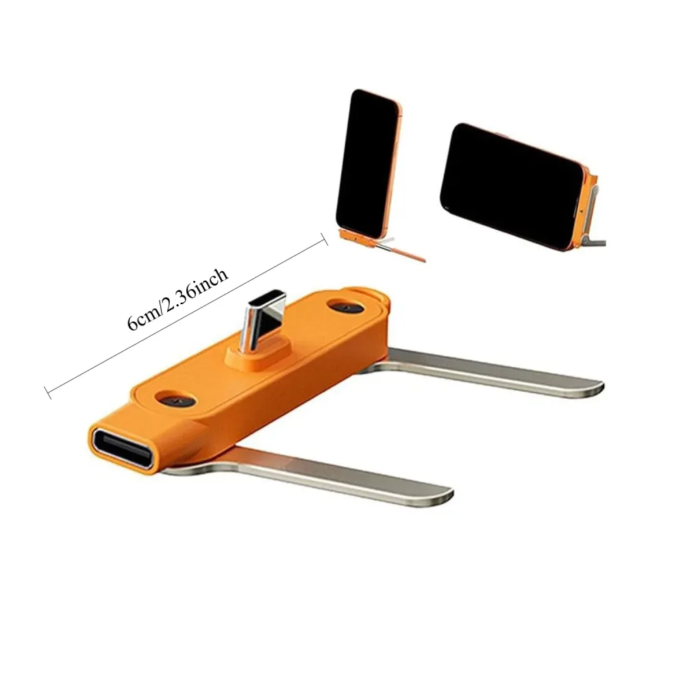 USB Typ C Flaches Ladekabel mit integriertem Ständer und unsichtbarer Halterung, faltbarer Telefonhalter, 240W Ladekabelhalterung