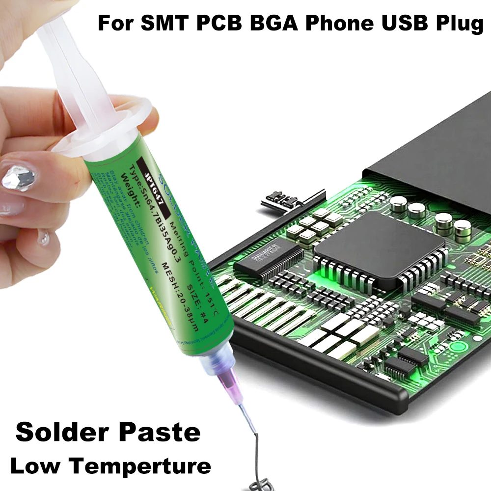 Sn64.7Bi35Ag0.3 Bleifreie Lötpaste Spritze No-Clean Lötpaste für SMT PCB BGA Reparatur Niedrigtemperatur-Schweißflussmittel