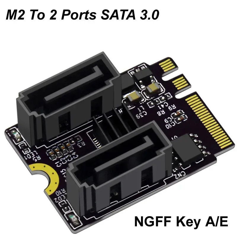 M2 zu NGFF 2 Ports SATA 3.0 Erweiterungs-Riser-Karte SCHLÜSSEL A + E WIFI M.2 zu SSD SATA-Festplattenadapter Kartentreiber-Installation