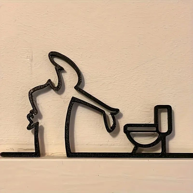 2D flach, hochwertiges 2D flaches Metall selbst mit Löchern, schwarzer Rahmen, moderne Wohndekoration für Badezimmer ? einfach zu installierende Wandkunst