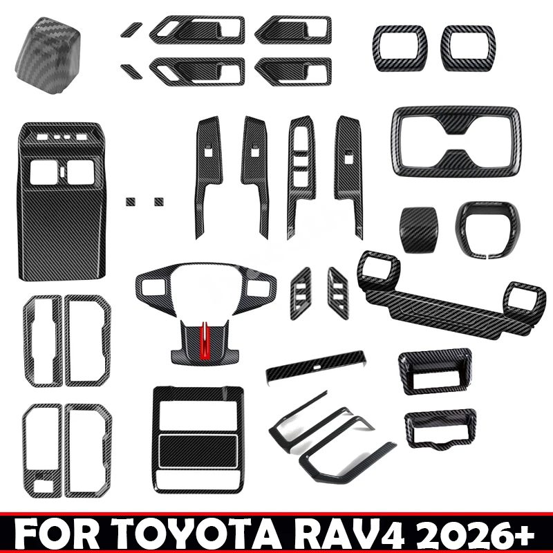 ABS Carbonfaser für TOYOTA RAV 4 RAV4 XA60 2026 2027 Lenkrad, Klimaanlagenauslass, Leselampe, Fensterheber, Getriebeabdeckung