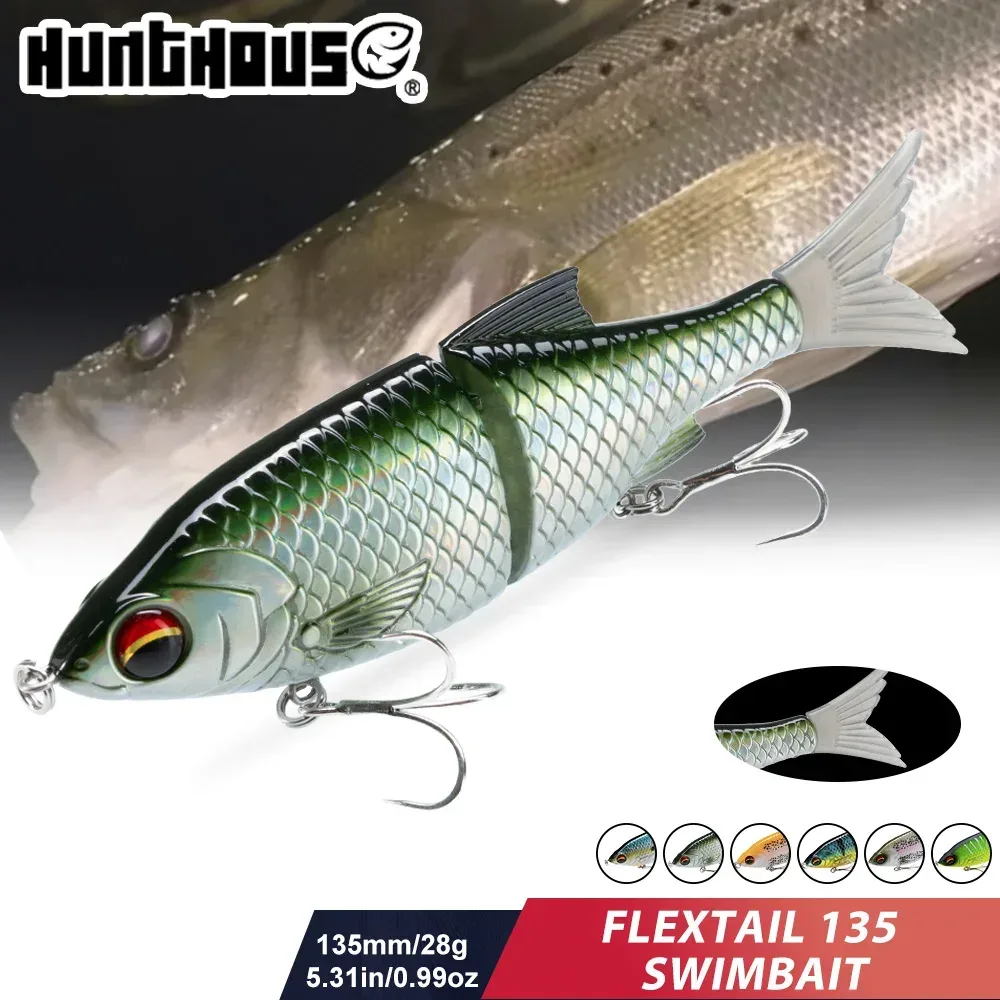 Hunthouse FLEXTAIL 135 Pencil Swimbait Angelköder 135mm/28g 2-teiliger Hartköder Sinkender Salzwasser-Kunstköder für Wolfsbarsch-Angelausrüstung