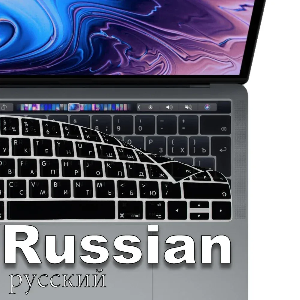 Russischer Silikon-Tastaturschutz für Macbook Air13/12/15/16Pro Touchbar A2992/A3113/A2941/A1990/A3114/A2289A2337/A2141