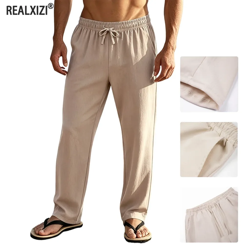 Neue Herren-Freizeithose, atmungsaktiv, Sommer, einfarbig, elastischer Bund, Jogginghose, locker, Fitness, leicht, Streetwear