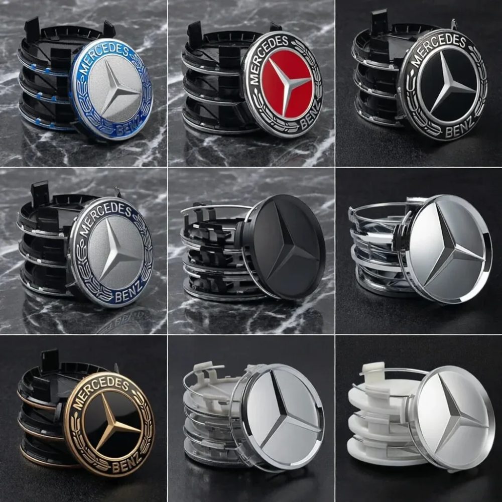 4 Stück 75mm Auto-Radnabenkappen Autozubehör für Mercedes Benz AMG C180 C200 C260 W108 W124 W126 W140 W168 W176 AA