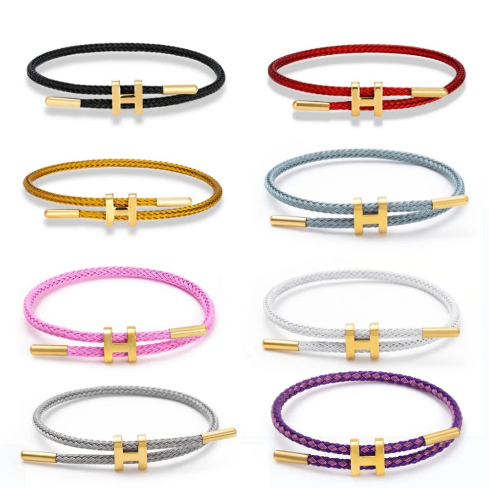 Luxuriöses Mehrfarbiges Charm-Armband Verstellbar Modisch Nicht Verblassend Edelstahl-Draht Wasserdichtes Seil-Armband für Männer Frauen Schmuck