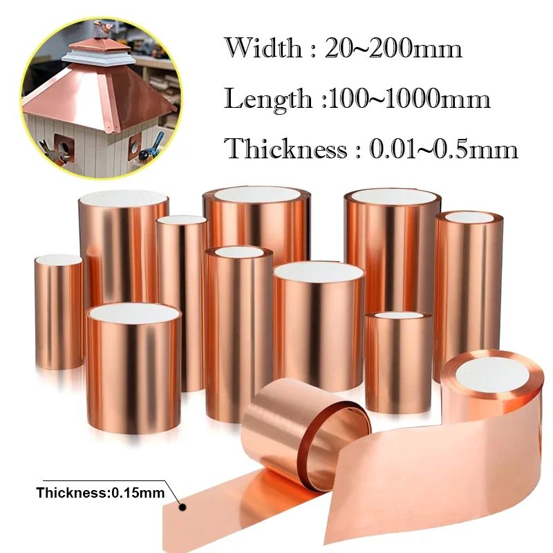 1 Stück 99,9 % reines Kupfer Cu Metallblech Folie 0,01?0,5 mm Dicke Kupferblech Kupferstreifen für Schmuck Handwerk Reparaturen elektrisch