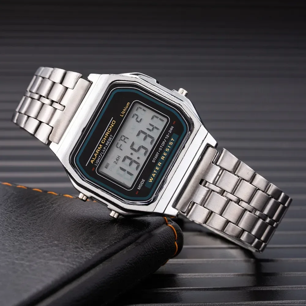 Edelstahl LED Digitaluhren für Herren Gold Silber Luxus Elektronische Uhr Mode Business Herrenuhr Relogios Masculino