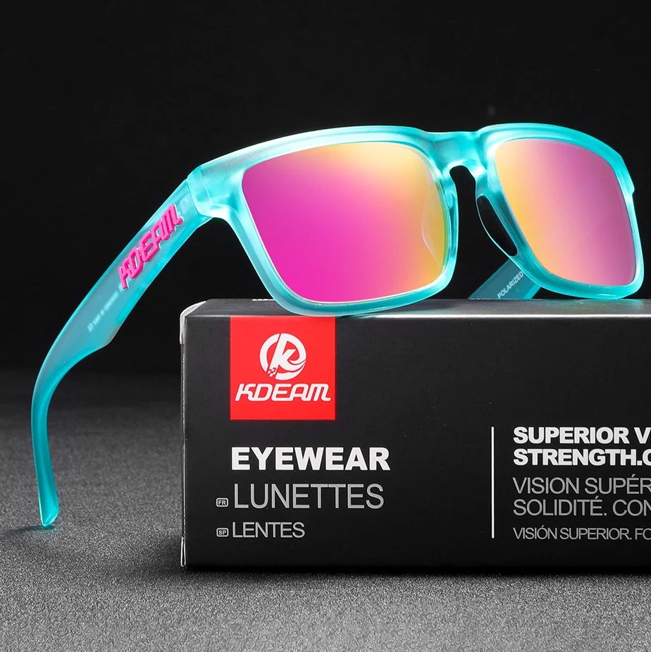 2025 Kdeam Polarisierte Sonnenbrille für Herren und Damen, Modische Unisex-Marke, Trendige Outdoor-Brille für Paare mit Roten Spiegelgläsern