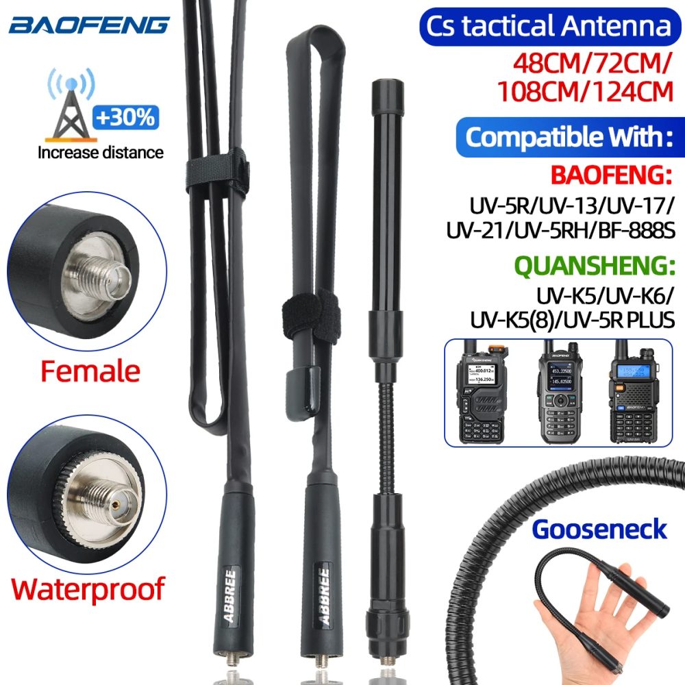 Abbree cs taktische Antenne sma-weiblich Dualband UKW UHF 144/430MHz faltbar für Walkie Talkie Baofeng UV-21 UV-5R Quan sheng K5
