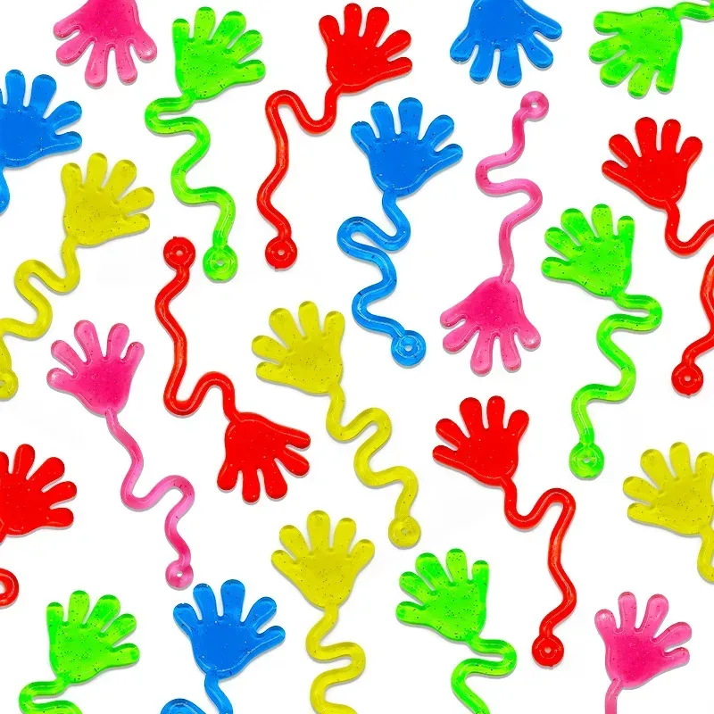 5-20 Stück Lustige Glitzer-Klebehände Spielzeug Elastische Klebrige Quetsch-Handflächen Neuheit Geschenk Partyzubehör