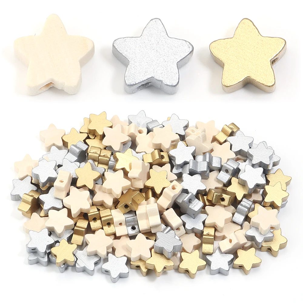 50/100 Stück 2,5 mm natürliche hölzerne Sternperlen, lose Distanzperlen für DIY-Handwerk, Ornament, Dekoration, handgefertigte Accessoires