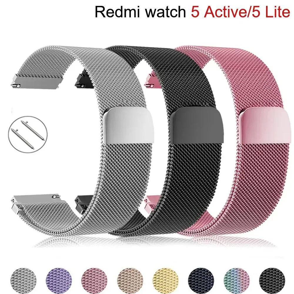Metallarmband für Redmi Watch 5 Active/5 Lite Zubehör Milanaise-Schlaufe Armband Correa Xiaomi Redmi Watch5 Lite 22mm Uhrenarmbänder