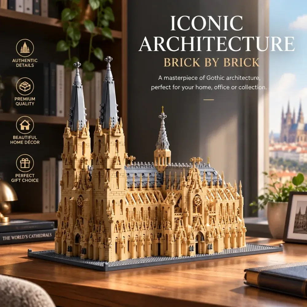 6028Pcs Kölner Dom Klemmbausteine Bausatz, Gotische Kathedrale Modulares Architekturmodell, Berühmtes deutsches Wahrzeichen, Sammlerstück Baustein Spielzeug, Geschenk für Architekturliebhaber