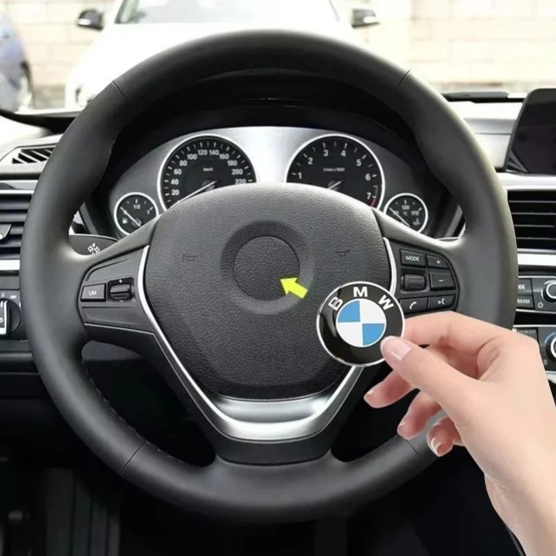 1 Stück 45mm Auto-Lenkrad Dekorations-Abzeichen Aufkleber Logo für BMW E30 E34 E36 E39 E46 E52 E53 E60 E61 E62 E70 E71 E83 Auto