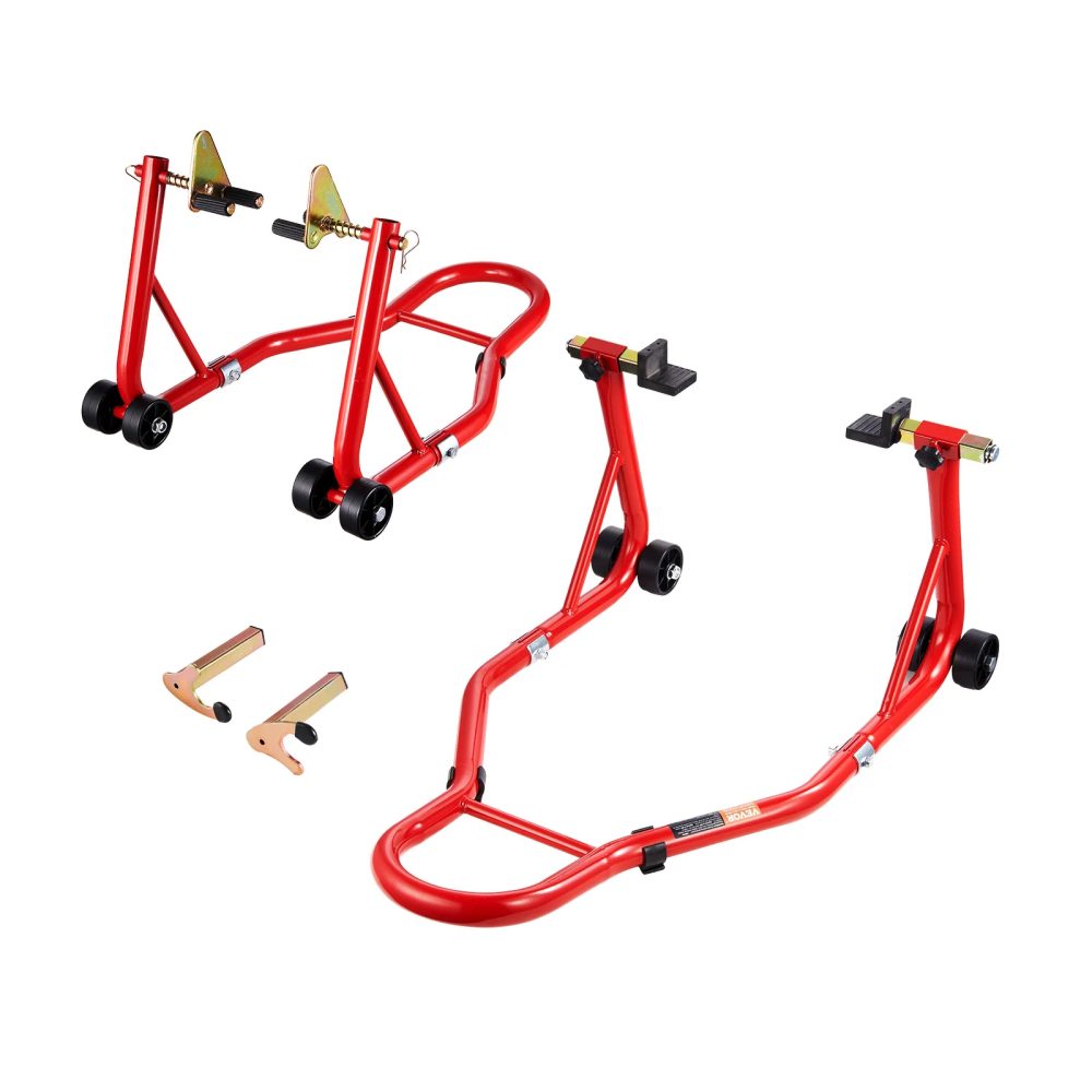 SucceBuy Motorradständer Lift 850lbs Vorne Hinten Combo Stand Lift Vorderrad Dual-Gabel Ständer Hinten U + L Gabel Schwinge Spulenständer