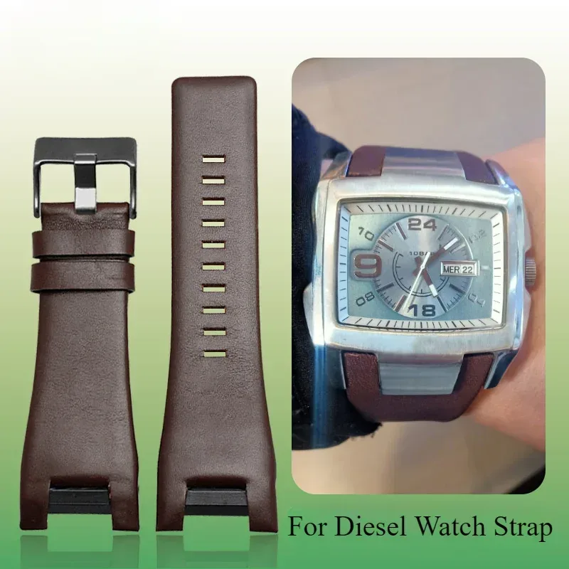 High-End haut freundliche Echt leder Uhren armbänder für Diesel dz4246 dz1273 dz1216 konkave Schnitts telle Rindsleder Armband 32mm