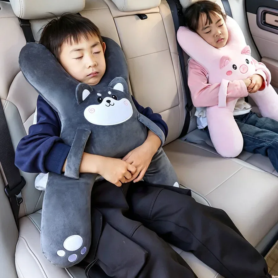 Verhindert das Absenken des Kopfes, Sitzschlafkomfort bei Langstreckenreisen, Kinder-Autokopfkissen mit Sicherheitsgurt-Schlafhilfe