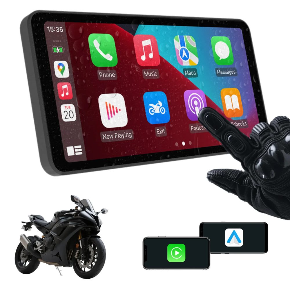 6-Zoll-Motorrad-Smart-Display ? kabelloses CarPlay und Android Auto |   Bluetooth Sprachsteuerung |   IP67 wasserdicht |   HD-Touchscreen |
