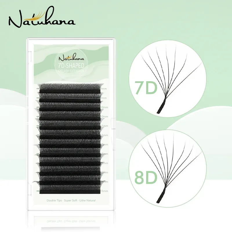 NATUHANA 7D W-förmige Wimpernverlängerung, vorgefertigte Volumenfächer, natürliche, weiche, leichte Wimpern, Kleeblatt-Autofan-Wimpern