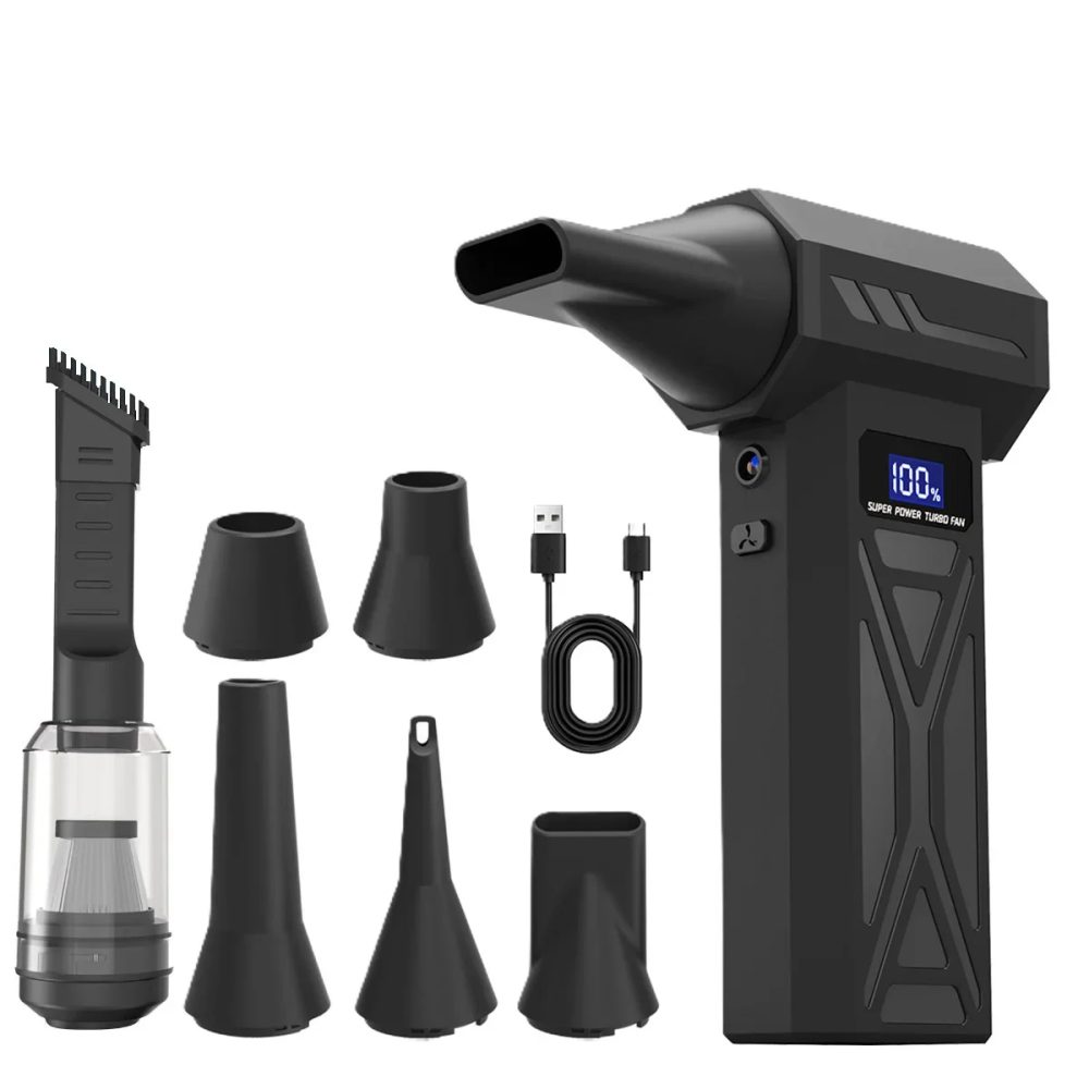Leistungsstarkes Luftgebläse, 110000 U/min, 4 Gänge, verstellbares Turbo-Jet-Gebläse mit LED-Licht, Batterieanzeige, kabelloser Druckluft-Staubwedel