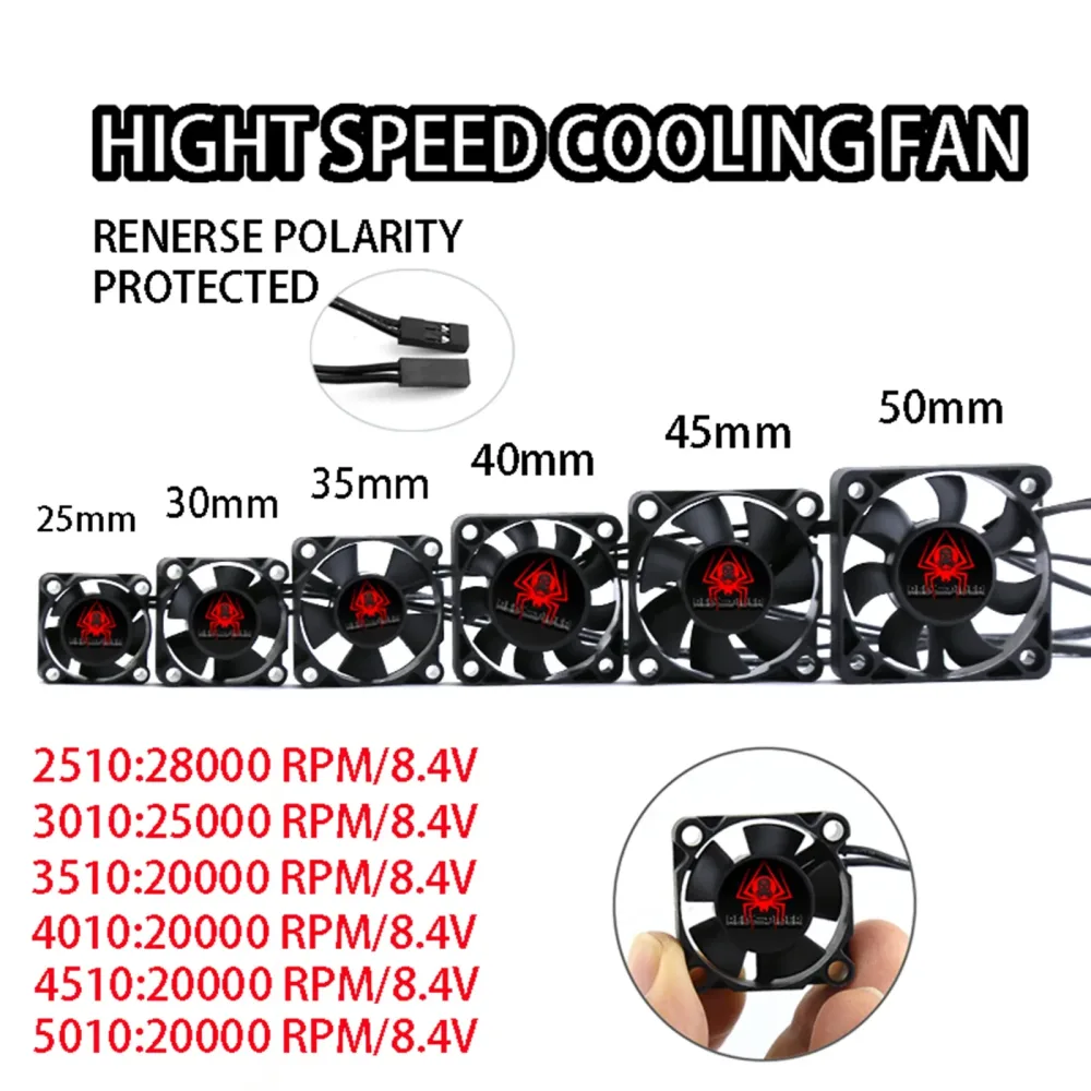 25/30/40/50mm RC Lüfter 5-12V DC 16380RPM Kühlkörper Hohe Wind Schnelle Kühlung Futaba Stecker 30/60/120/150A ESC 36/42mm Motor Auto Teil