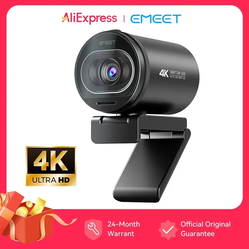 Webcam 4K Streaming-Webkamera 1080P 60FPS USB-Kamera EMEET S600 Autofokus Live-Stream-Kamera mit Mikrofonen für Tiktok/YouTube