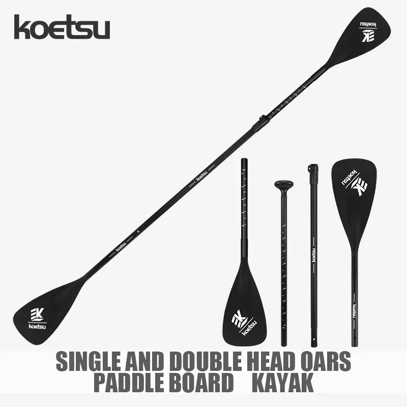KOETSU Verstellbares Paddel aus Aluminiumlegierung für SUP-Board und Kajak ? umwandelbare Einzel-/Doppelkopf-Ruder für Wassersport,