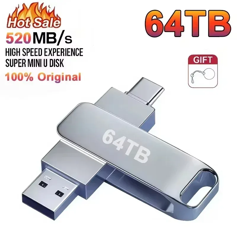 Neuer USB 3.2 Flash-Laufwerk 520MB/s Hochgeschwindigkeits 2-in-1 Type-C OTG Speicherstick Wasserdicht Großer Speicher für Handy Computer PC Datenspeicherung
