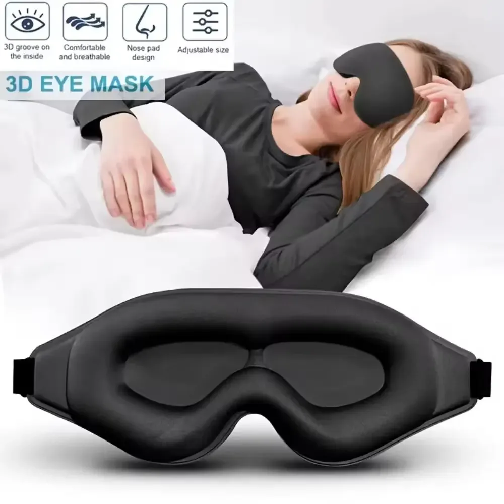 3D-Augenmaske, Komfortable & Atmungsaktive Schlafmaske mit Nasenpolster, Größenverstellbare Augenabdeckung zum Schlafen, Reisen & Nickerchen, Lichtundurchlässig