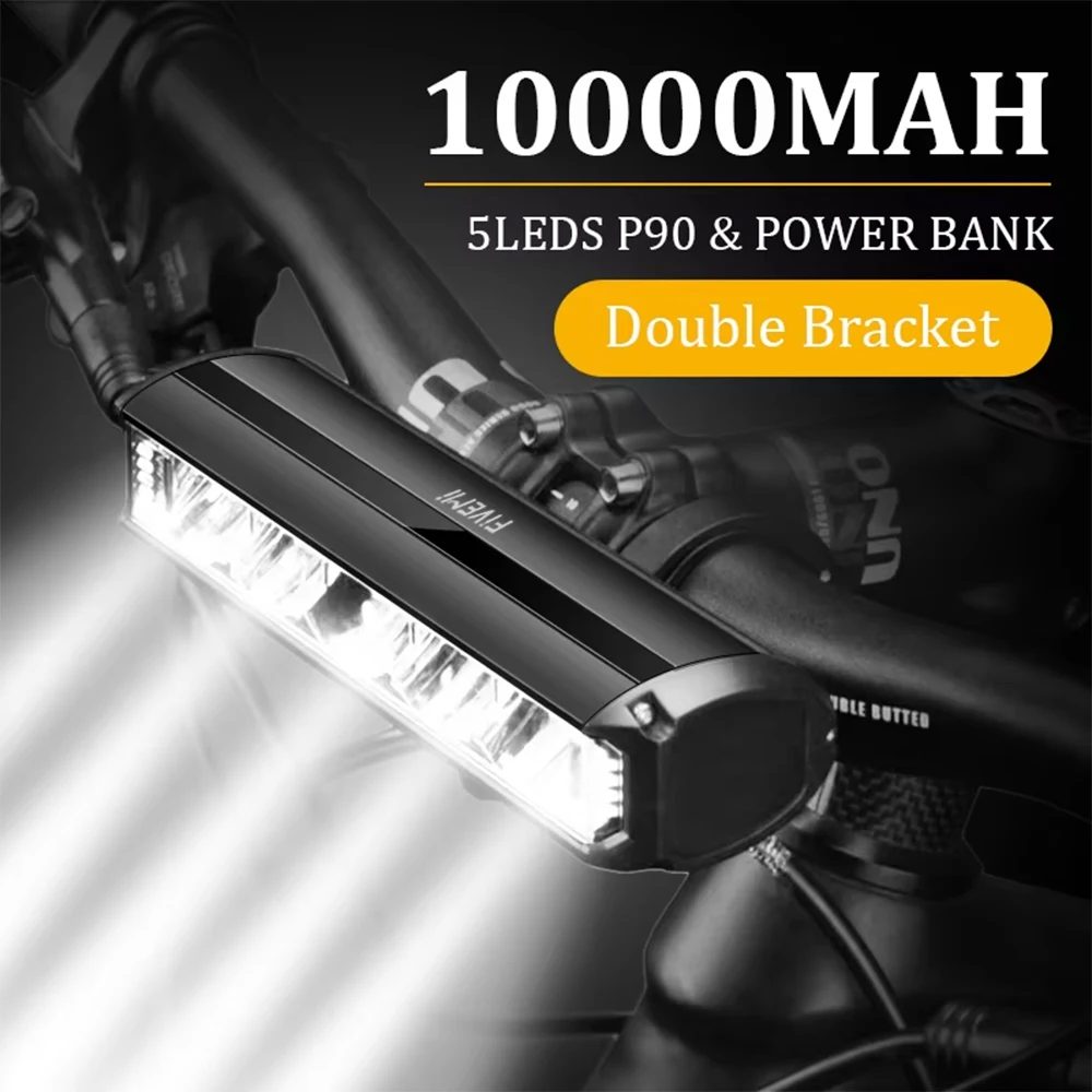 Fivemi 5Led MTB Fahrrad Lichter 10000MAH Wiederaufladbare Fahrrad Licht Taschenlampe Outdoor Radfahren Fahrrad Zubehör für Elektrische Roller