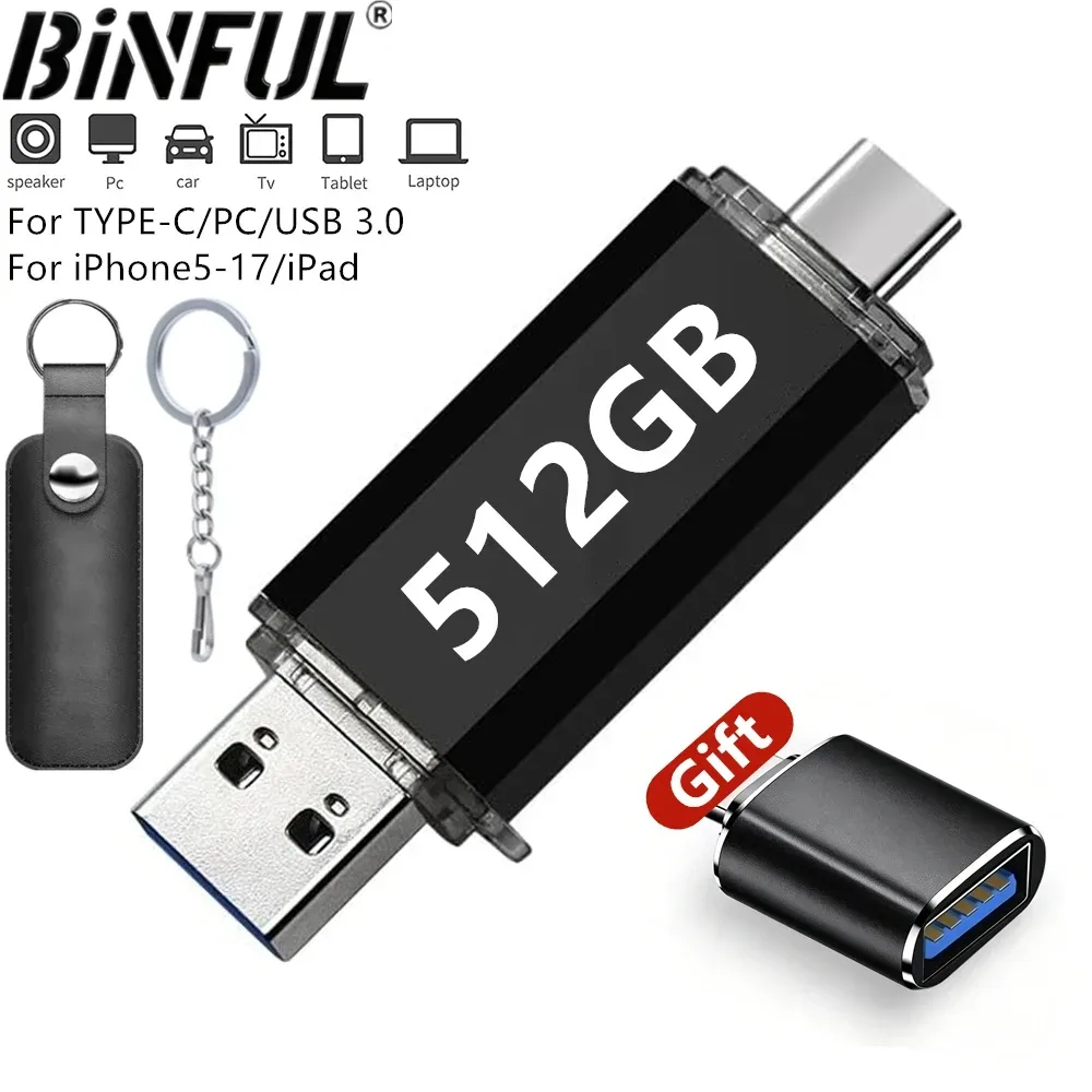 512GB OTG USB-Stick USB 3.0 Typ C für iPhone iPad 128GB 256GB Pendrive Samsung Huawei Xiaomi Android Laptop Speicherstick