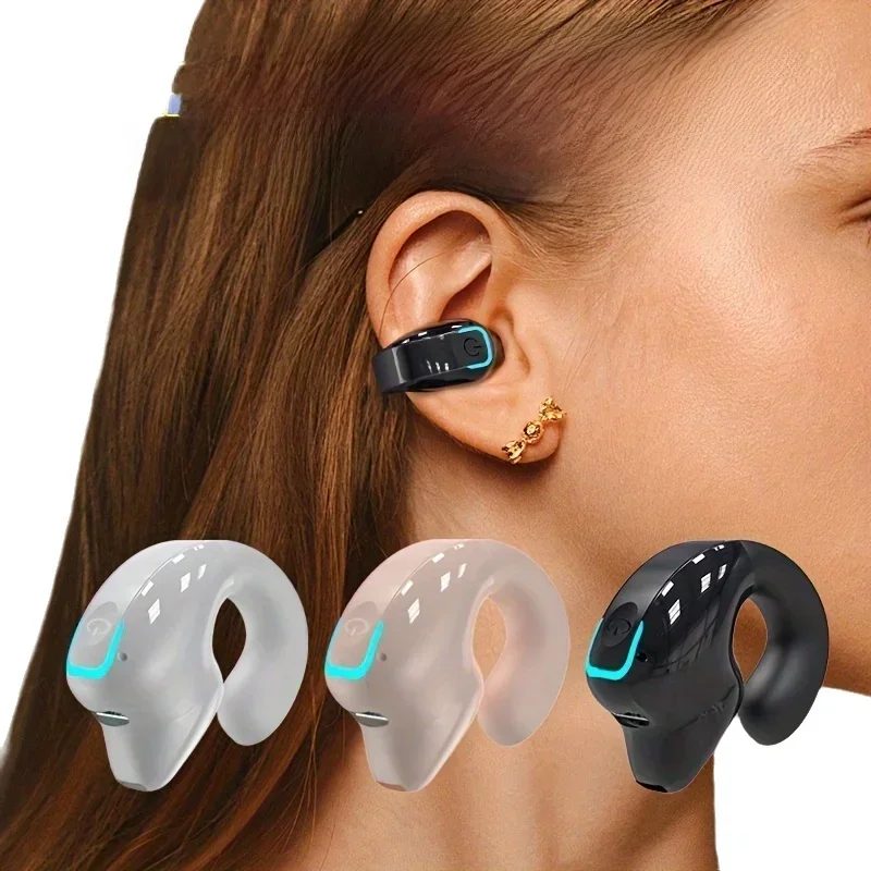 Kabelloser Bluetooth-Kopfhörer mit Ohrclip, Knochenleitungs-Headset, Hochwertige TWS-Ohrhörer, Sport-Kopfhörer mit Geräuschunterdrückung und Mikrofon