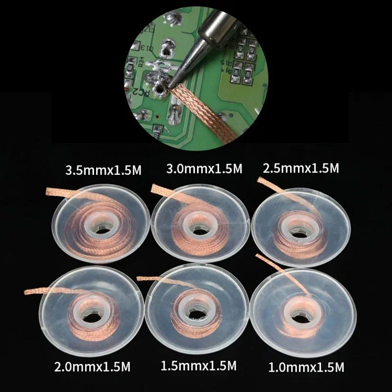 Entlötgeflecht, Schweißlötentferner, Docht, 1,5 m Breite, 1,5, 2, 2,5, 3, 3,5, 4 mm Draht, Blei, Kabel, Flussmittel, BGA-Reparaturwerkzeug