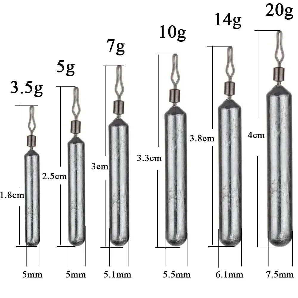 10 Stück Angelblei 3,5g 5g 7g 10g 14g 20g Drop-Shot-Gewichte Angelzubehör