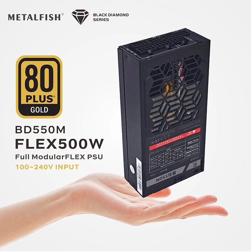 METALFISH Flex 500/600W 80PLUS GOLD Vollmodulares Netzteil Flex-ATX 1U Netzteil für ITX Mini PC POS NAS GPU Dock 90~264V