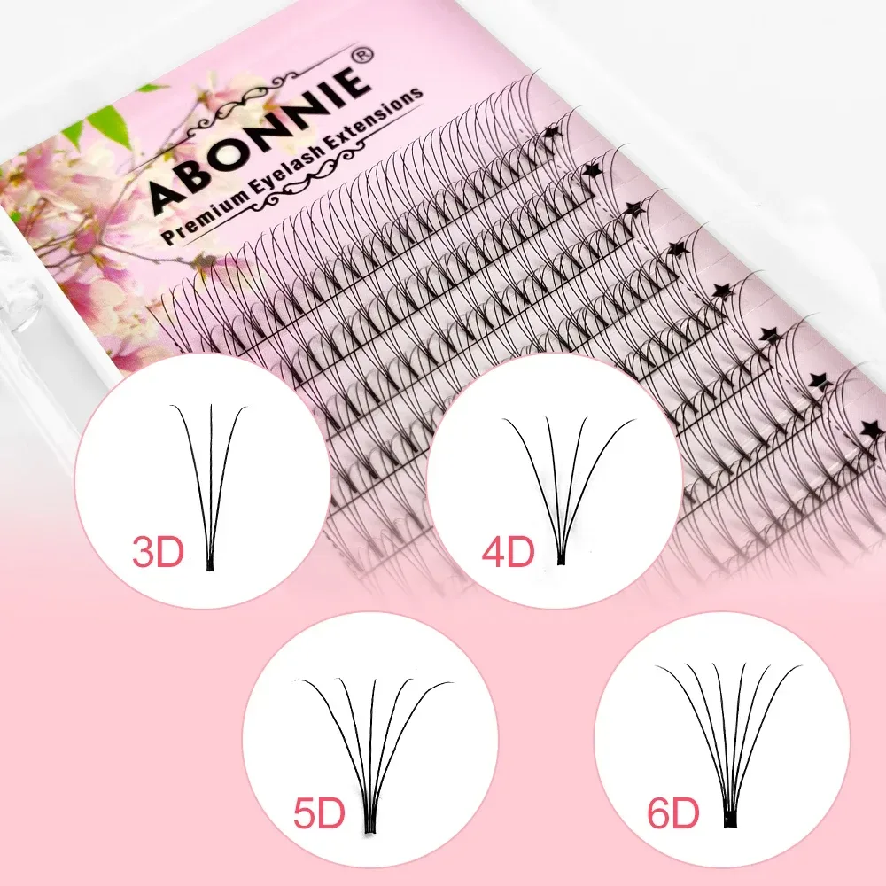 ABONNIE Vorgefertigte Volumen-Wimpernverlängerungen mit kurzem Stiel 3D/4D/5D/6D Russische Wimpernverlängerungen aus Nerzfell Alle Größen Wimpern-Tray