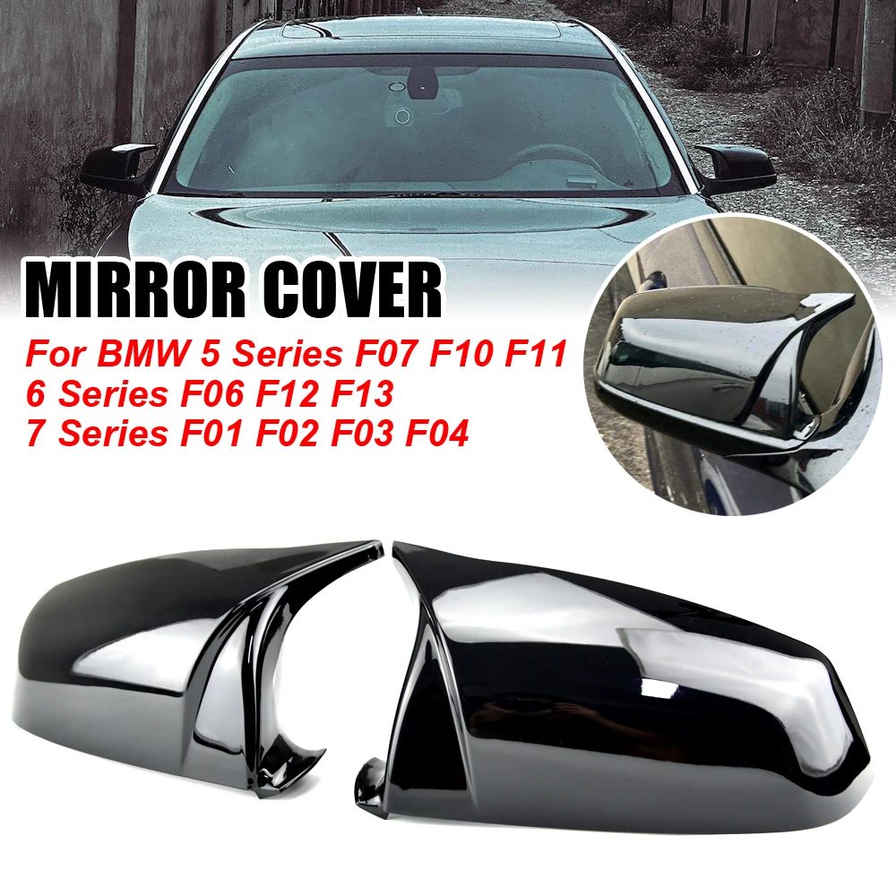 Seitenflügel-Rückspiegel-Abdeckkappe für BMW 5 6 7 Serie E60 E61 E63 E64 F01 F02-F04 F06 F07 F10 F11 F12 F13 Kohlefaser Schwarz
