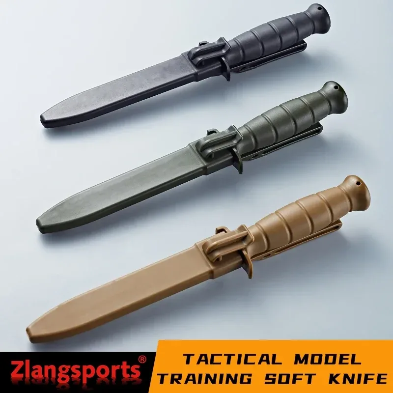 Zlang Trainingsmesser mit feststehender Klinge, ABS-Griff, TPE-Softklinge, Gummi-Militärtrainingsmodellmesser