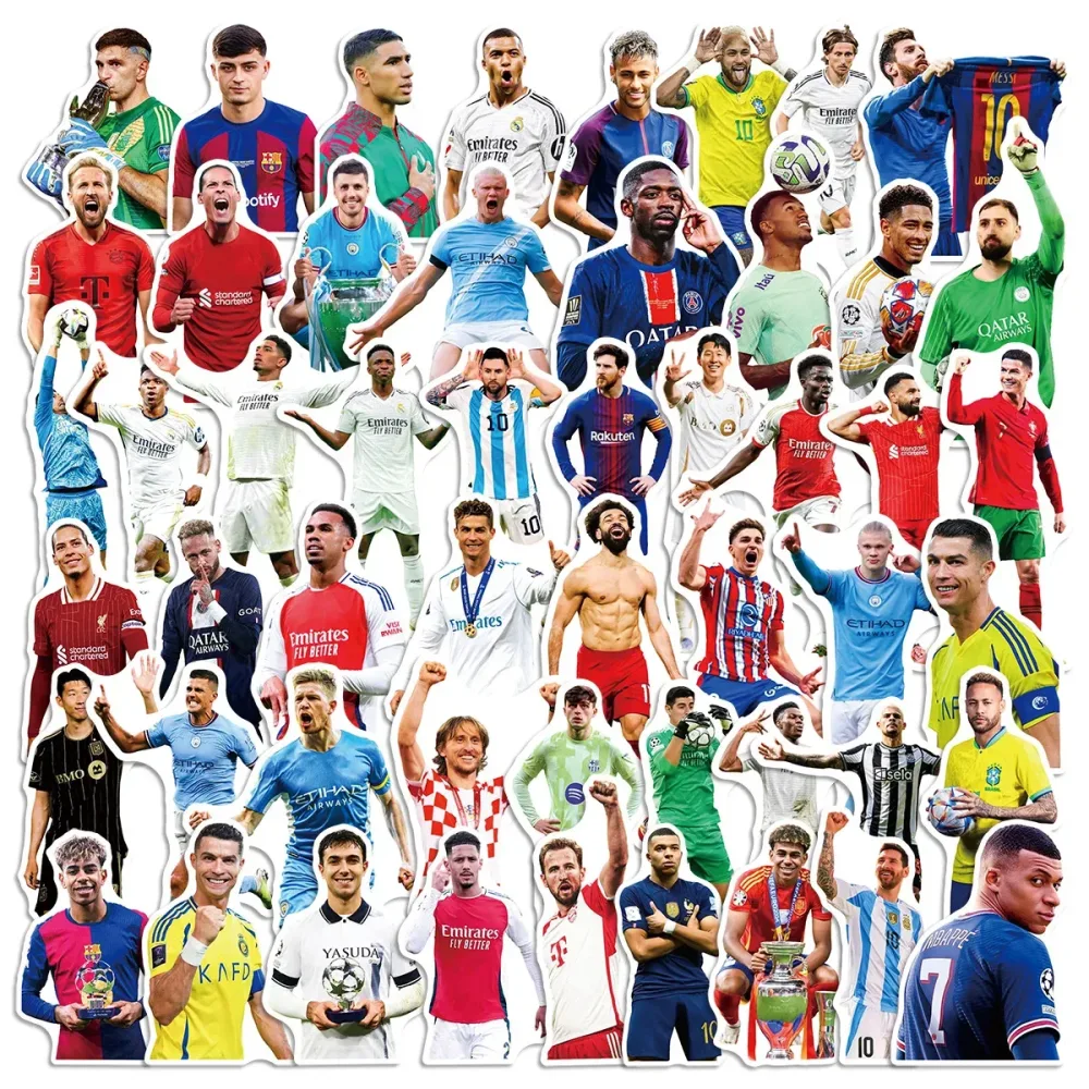 Fußballstar-Aufkleber-Set, 50 Stück Wasserfeste Fußballspieler-Sticker für Laptop, Wasserflasche, Handy, Fan-Geschenke