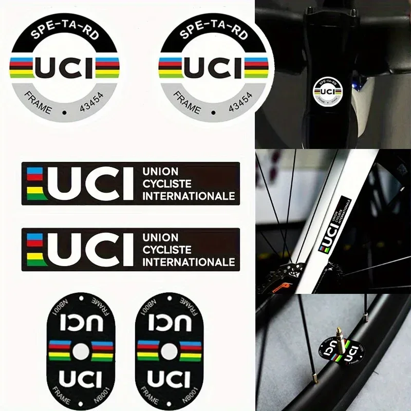 6 Teile/blatt UCI straße fahrrad aufkleber ventil ring aufkleber/fahrrad aufkleber wasserdicht sonnencreme beständig fahrrad dekoration aufkleber