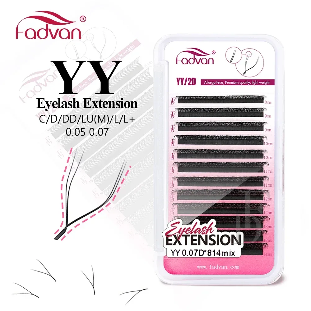 FADVAN YY-Form Wimpernverlängerung 0,05/0,07 Weiche Premium-Falsche Wimpern individuelles Make-up Schwarz Kreuzmuster Schönheit