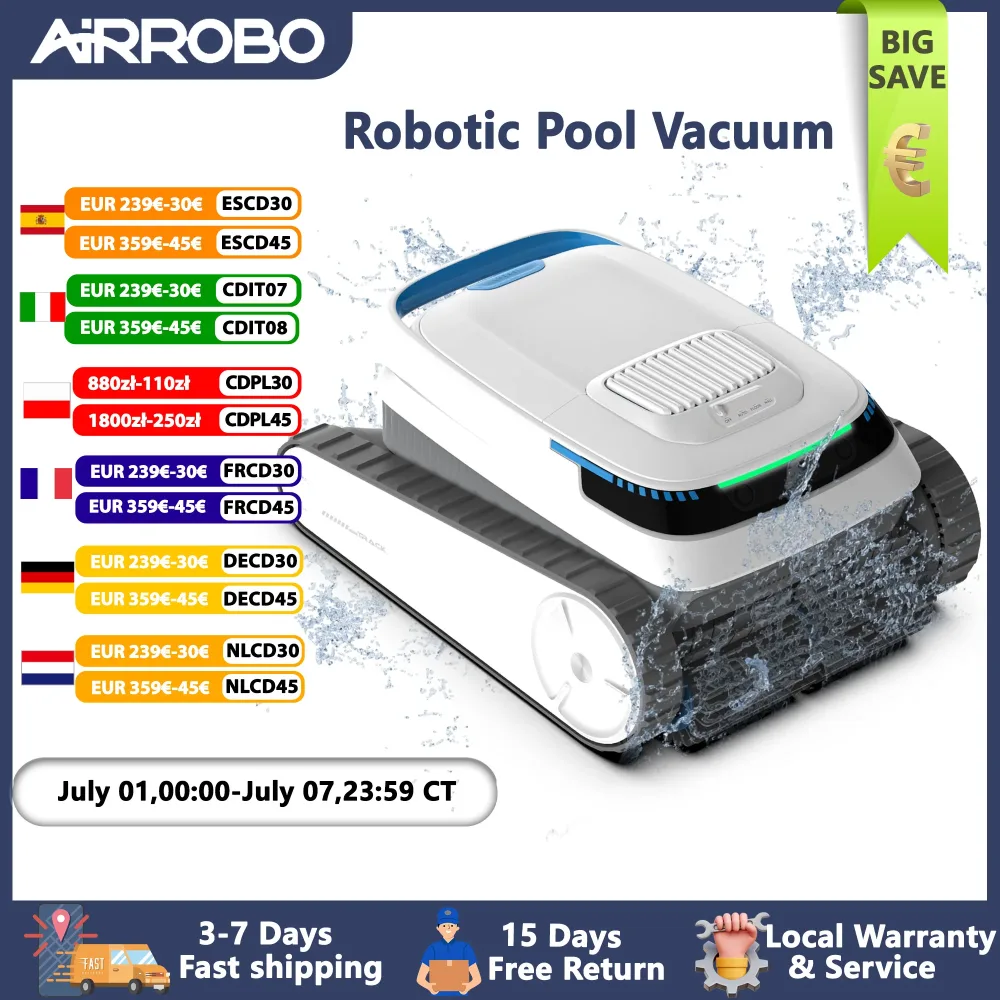 AIRROBO PC10 Poolreiniger für Einbaupools, intelligenter Poolroboter mit Navigation, Wandkletternder Poolreiniger, 120 Minuten Laufzeit