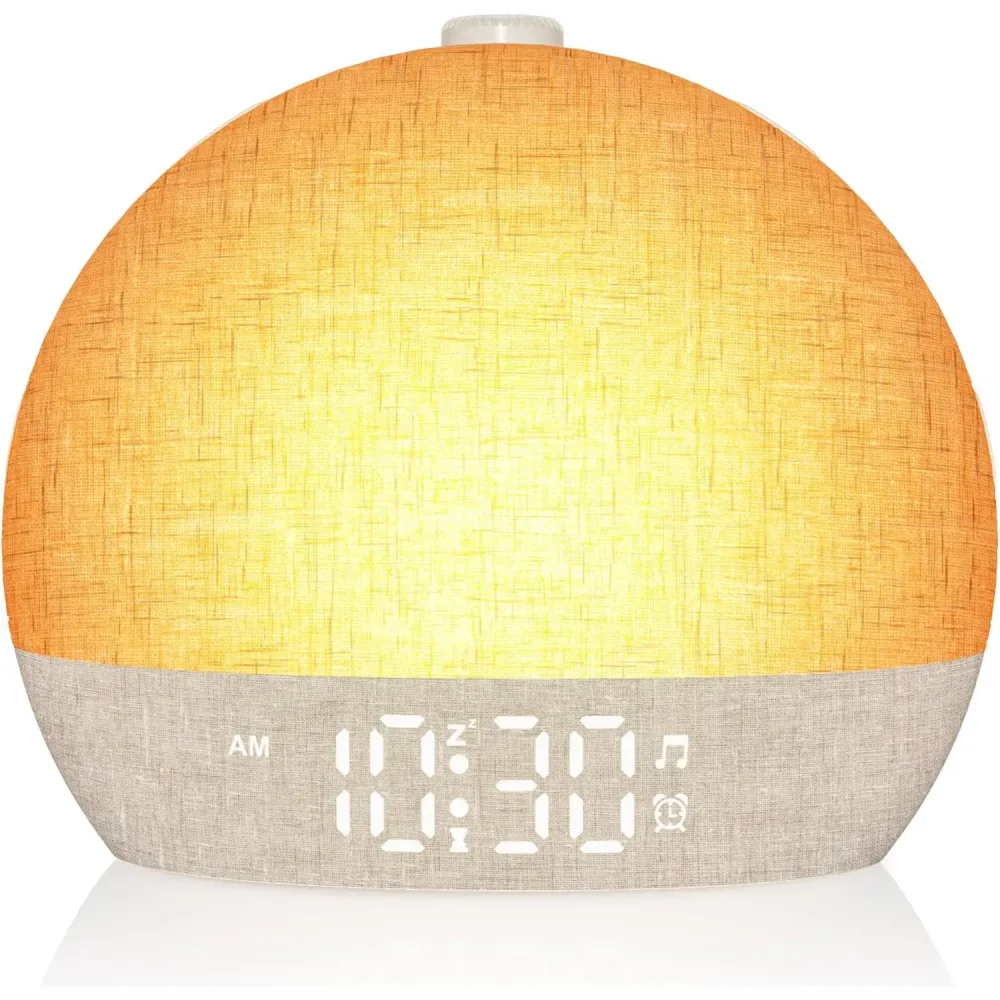 Wake Up Light Sunrise Wecker Timer 30, weißes Rauschen, Tonmaschine, dimmbar, RGB-Nachtlichter, Schlafhilfe, Schlummerfunktion, ideal als Geschenk