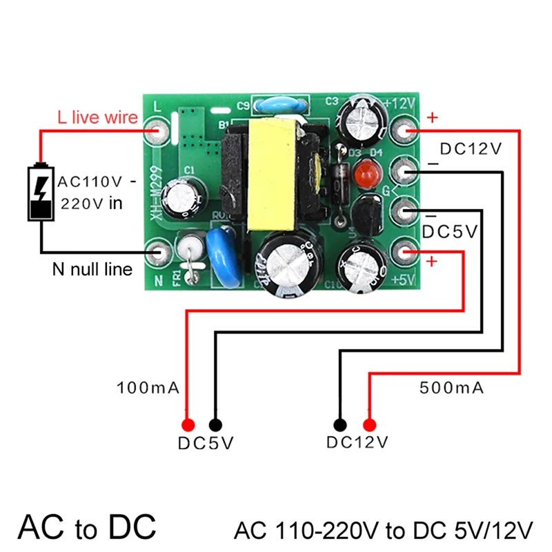 1pc Neue Heiße Mini AC-DC Konverter AC 110V 220V Zu DC 12V 0,2 A + 5V Modul Bord Großhandel